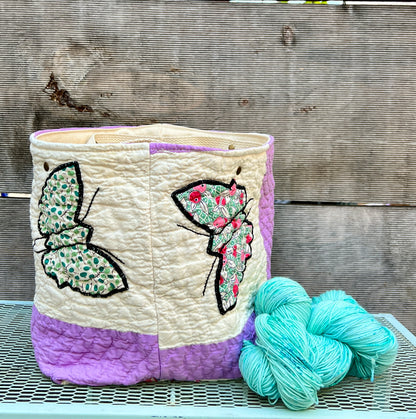 Quilt Bin (Butterflies with Purple Sashing)