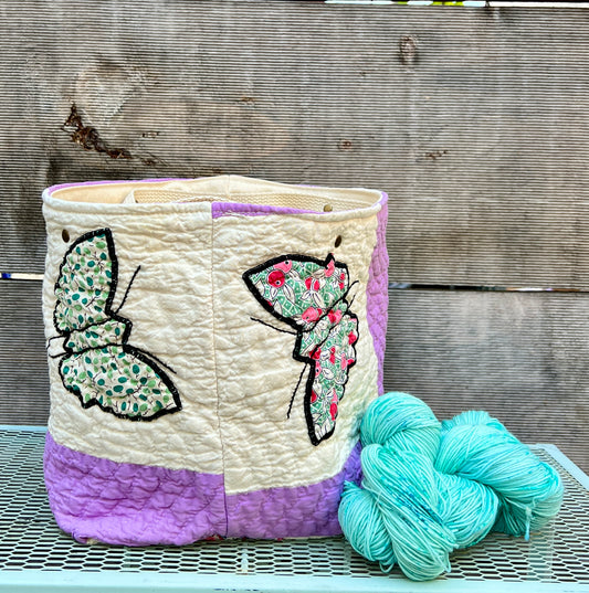 Quilt Bin (Butterflies with Purple Sashing)