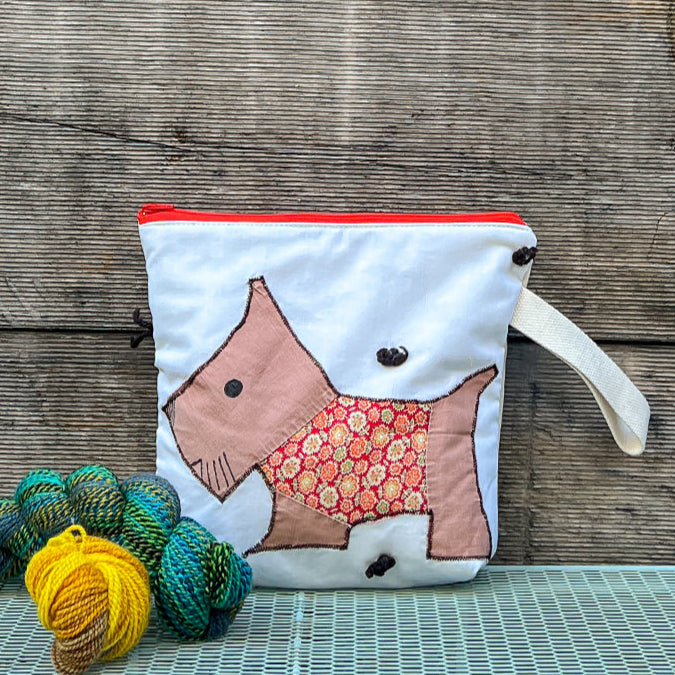 Puppy Wristlet (Brown with Red Sweater)