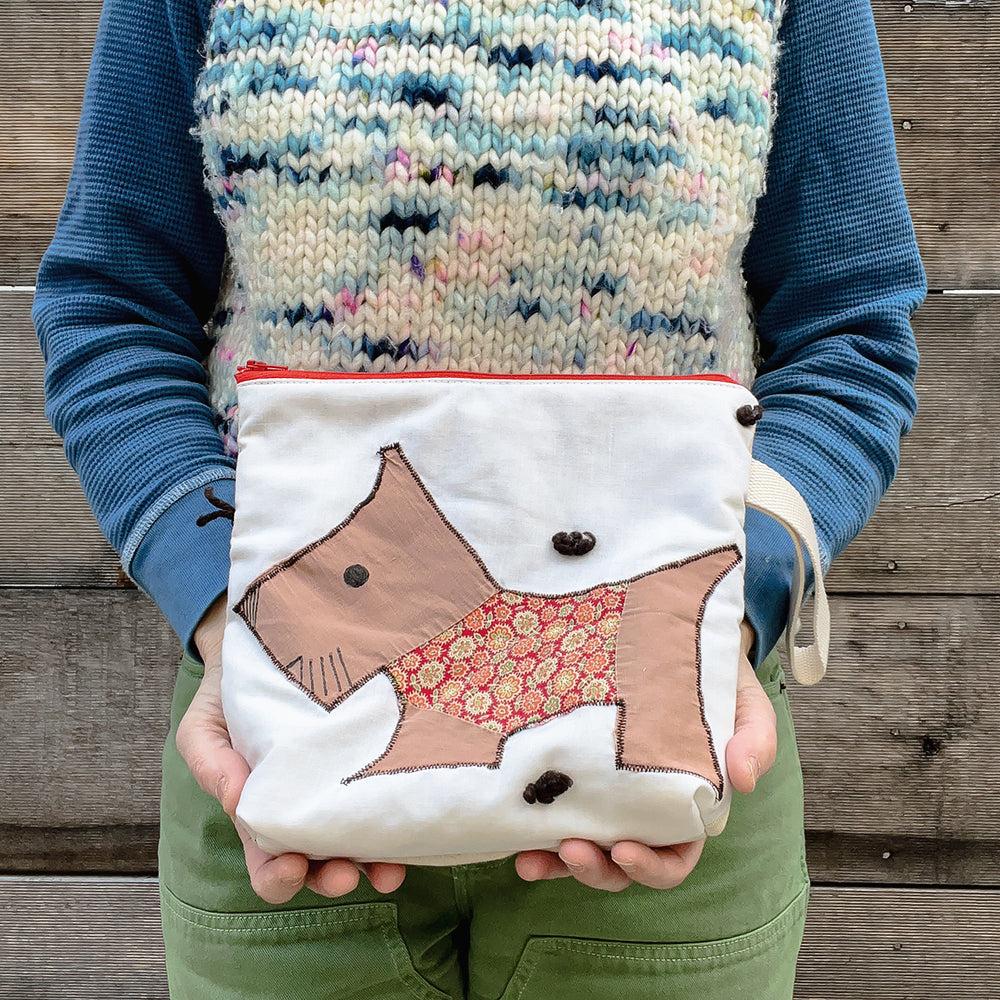 Puppy Wristlet (Brown with Red Sweater)