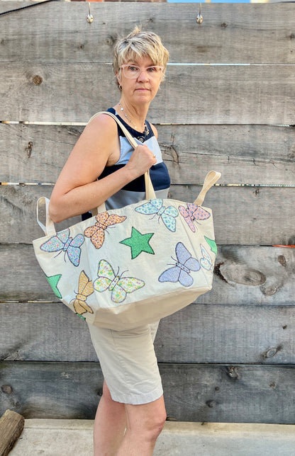 Cubed Tote _Butterflies with Stars