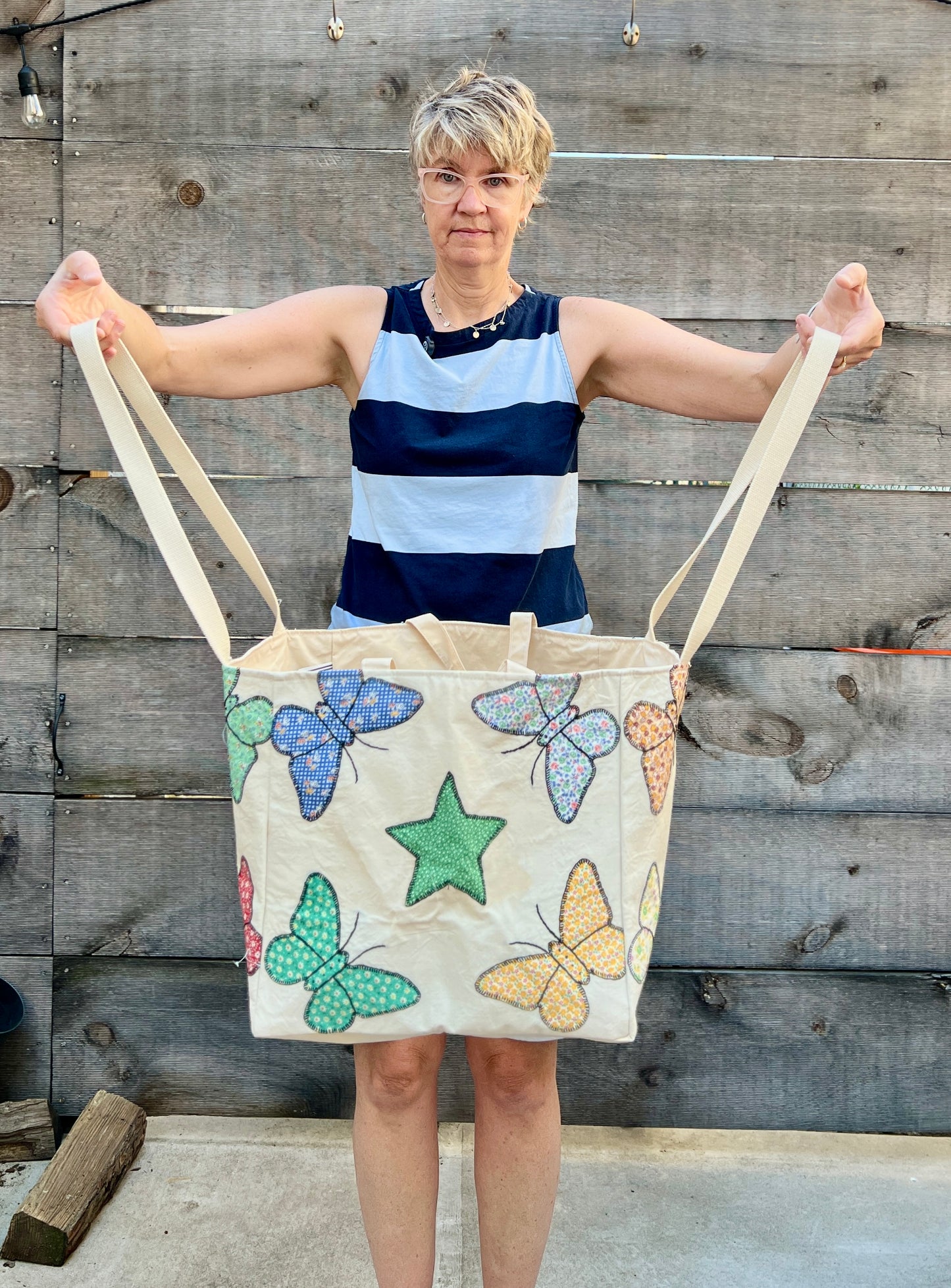 Cubed Tote _Butterflies with Stars