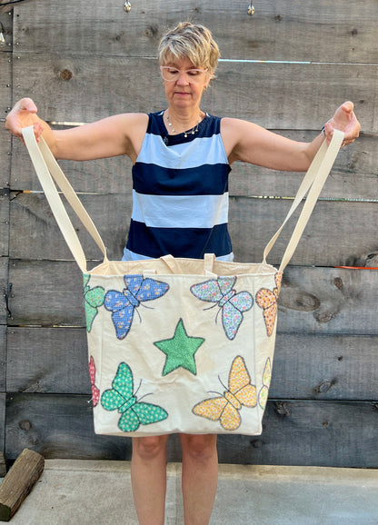 Cubed Tote _Butterflies with Stars