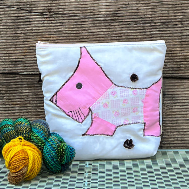 Puppy Wristlet (Bubblegum Pink with Pink Floral Sweater)