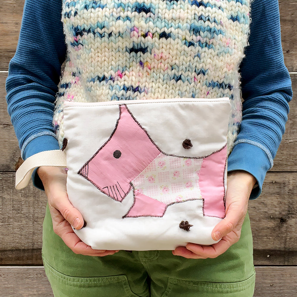 Puppy Wristlet (Bubblegum Pink with Pink Floral Sweater)