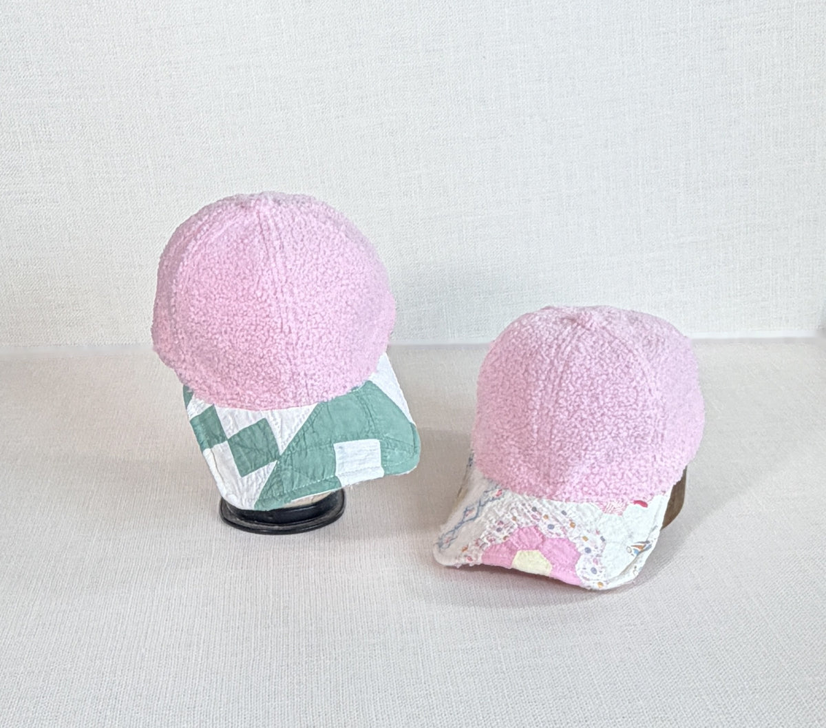Wooly Quilt Caps (Pink with Green Jacob's Ladder)