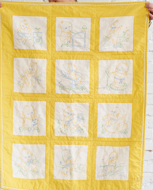 Baby Quilt (Embroidery with Yellow Sashing)