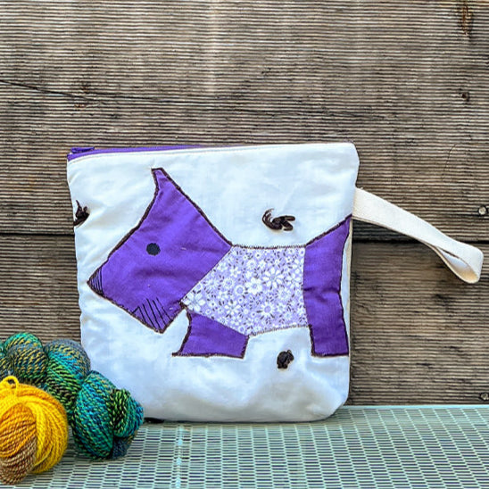 Puppy Wristlet (Purple with Lavendar Floral Sweater)