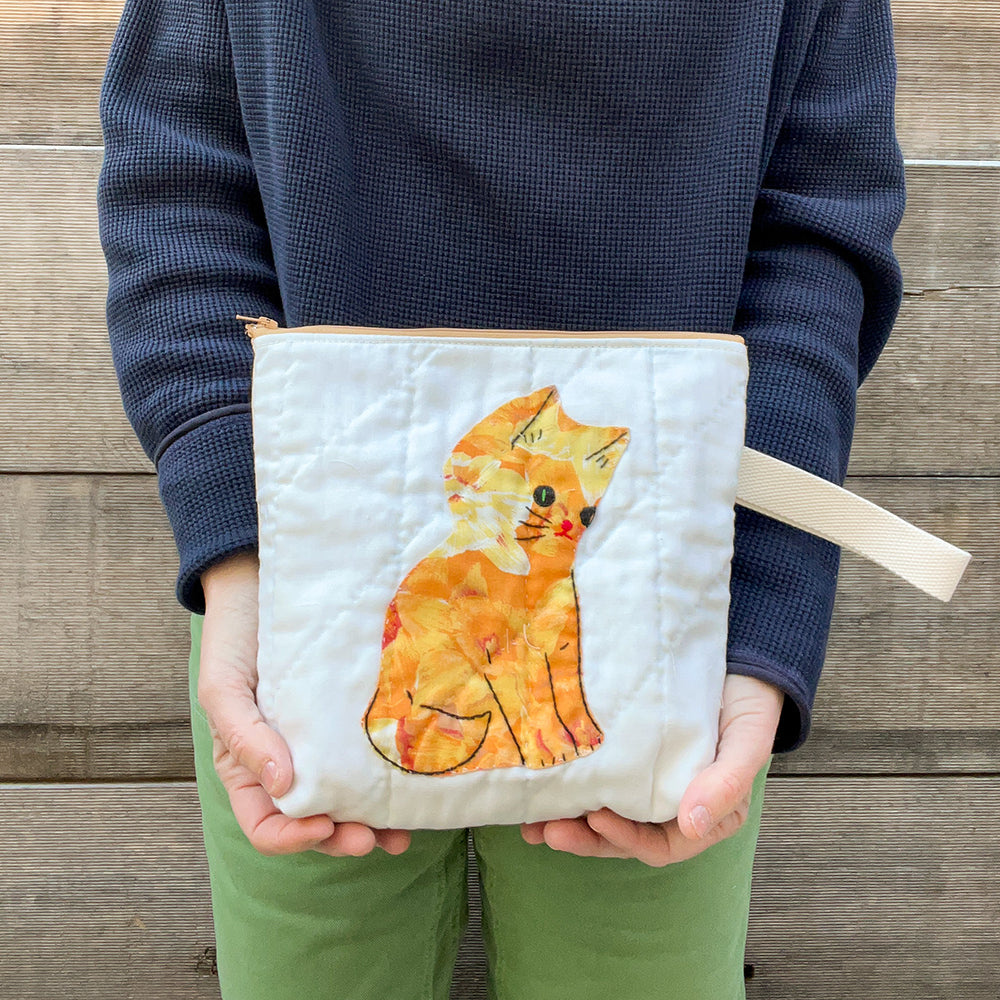 Kitten Wristlet (Orange Floral)