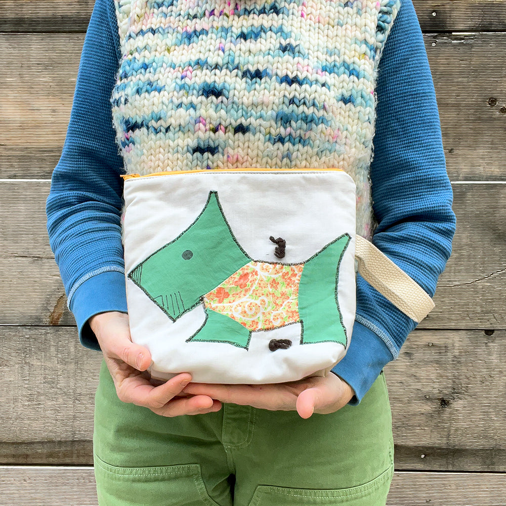 Puppy Wristlet (Green with Pink Floral Sweater)