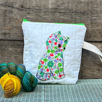 Kitten Wristlet (Green & Red Floral)