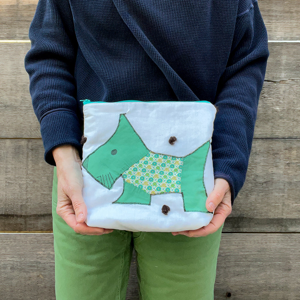 Puppy Wristlet (Green with Green Floral Sweater)