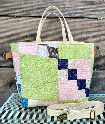 Studio Tote 2.0 - Green & Blue Irish Chain