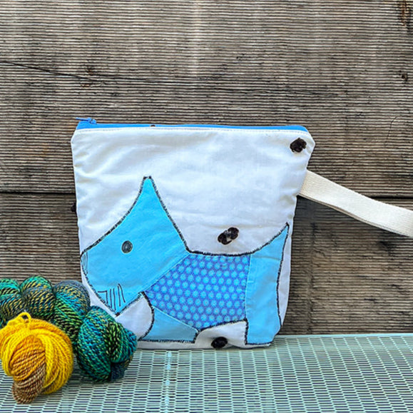 Puppy Wristlet (Light Blue with Blue Floral Sweater)