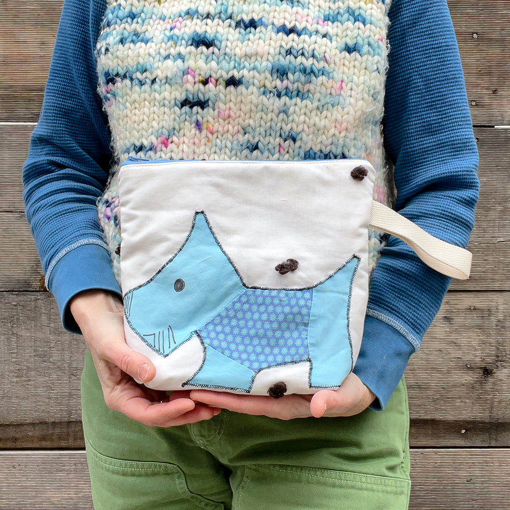 Puppy Wristlet (Light Blue with Blue Floral Sweater)