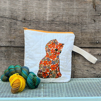 Kitten Wristlet (Mod Orange Floral)