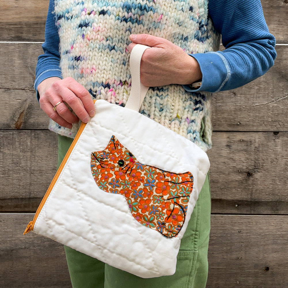 Kitten Wristlet (Mod Orange Floral)