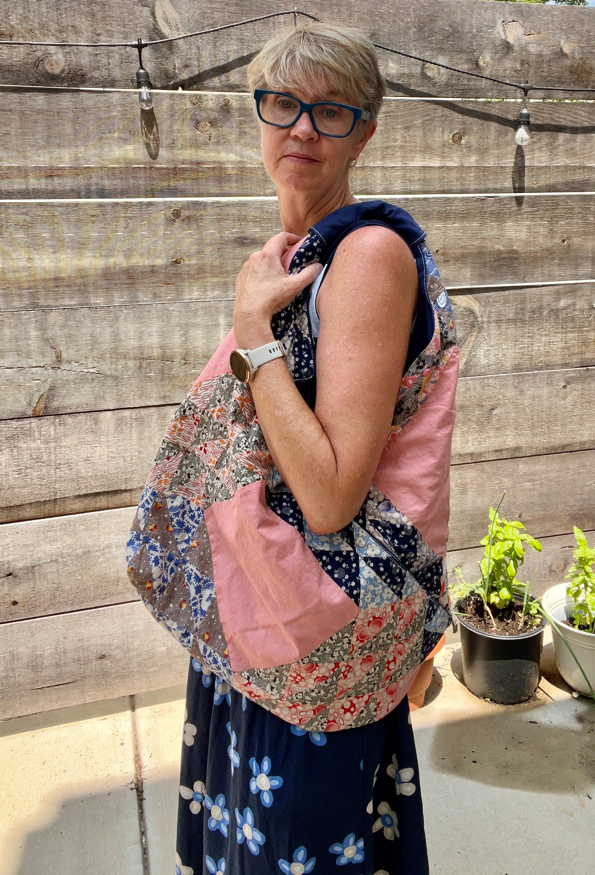 Origami Tote (Pink Ocean's Wave)