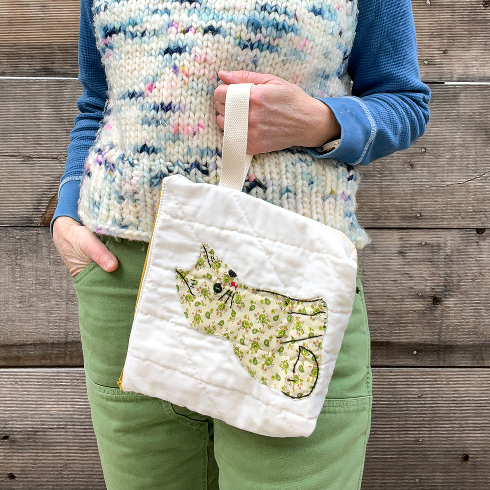 Kitten Wristlet (Olive Flowers)