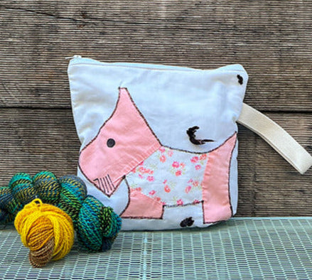 Puppy Wristlet (Peach with Peach Floral Sweater)