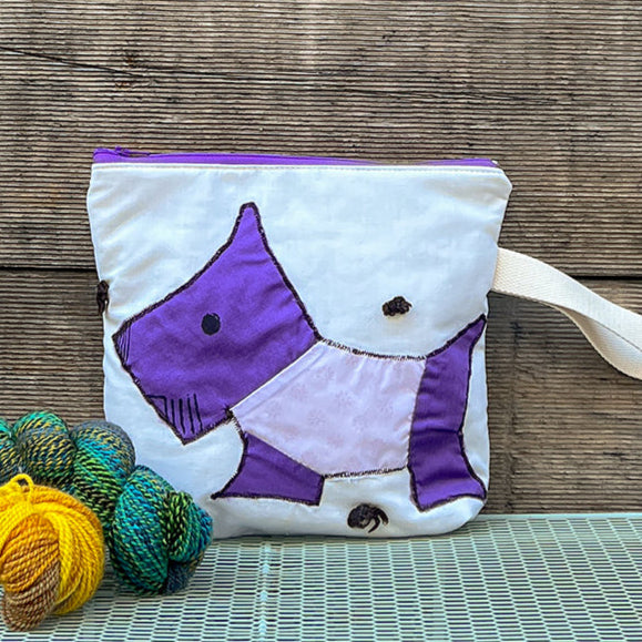 Puppy Wristlet (Purple with Purple Damask Sweater)