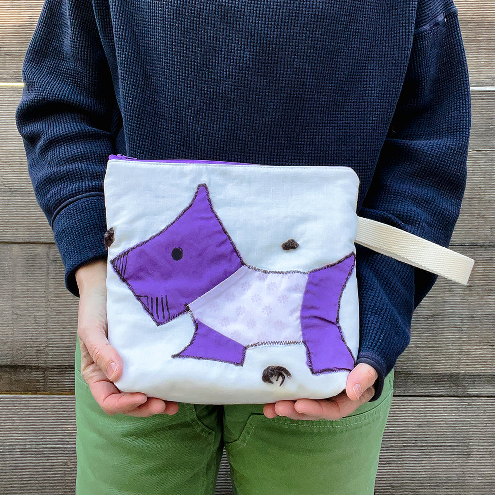 Puppy Wristlet (Purple with Purple Damask Sweater)