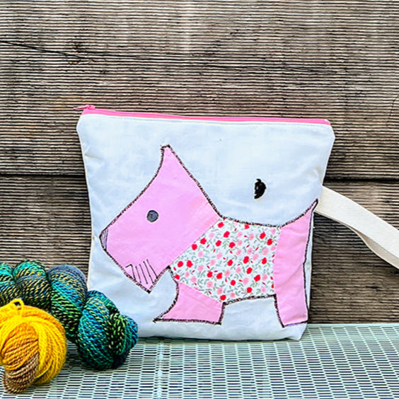 Puppy Wristlet (Pink with Red Floral Sweater)