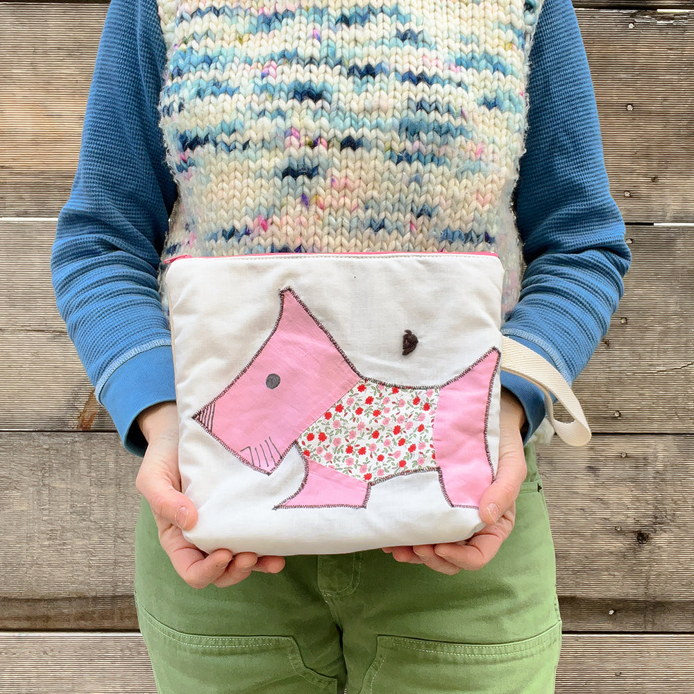 Puppy Wristlet (Pink with Red Floral Sweater)