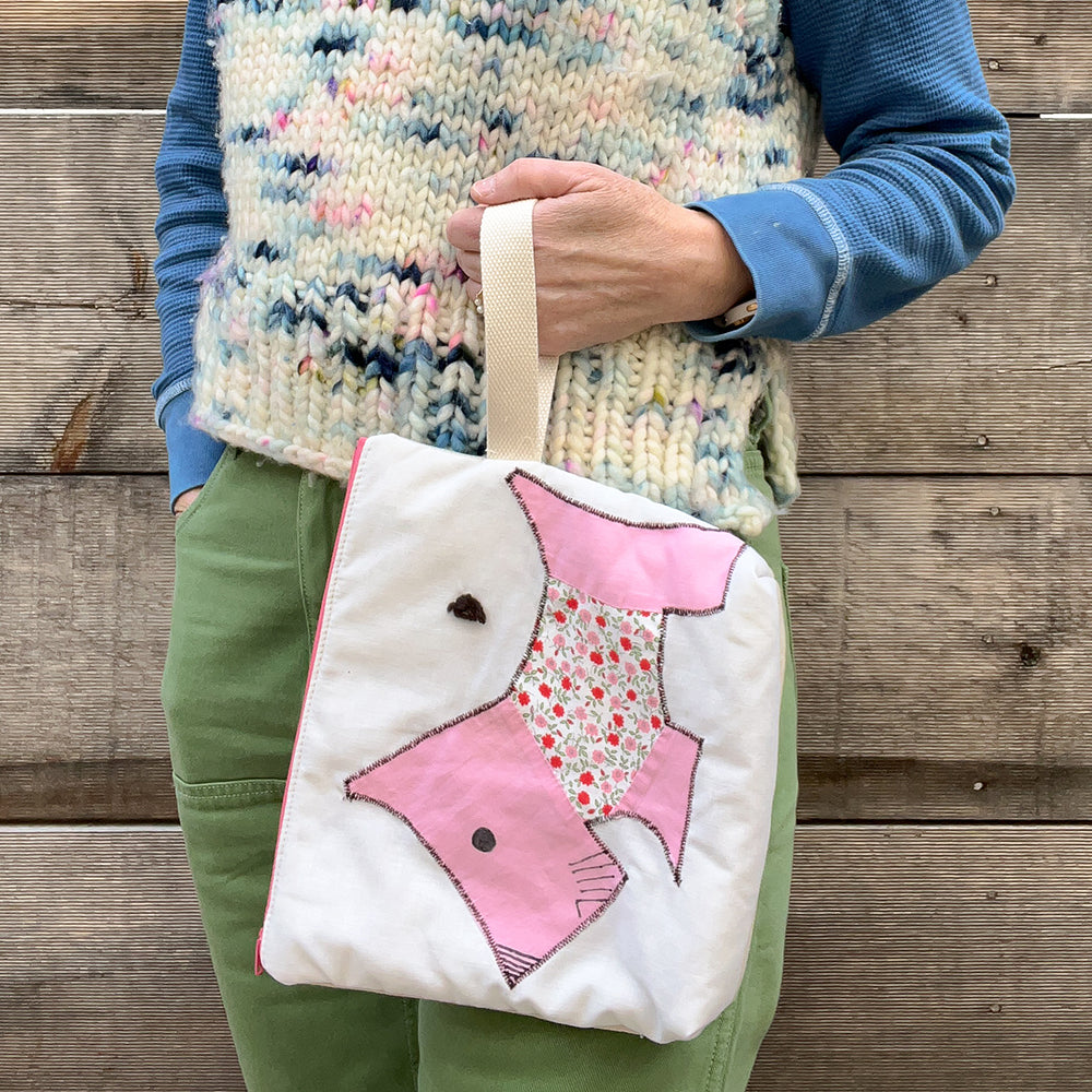 Puppy Wristlet (Pink with Red Floral Sweater)