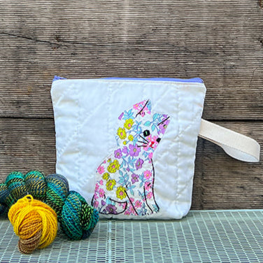 Kitten Wristlet (Purple & Green Floral)