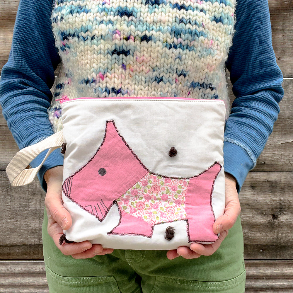 Puppy Wristlet (Pink with Pink Floral Sweater)