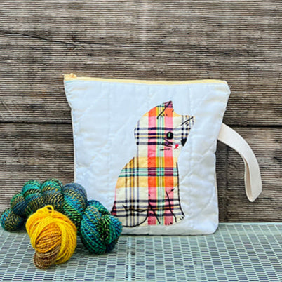 Kitten Wristlet (Orange & Yellow Plaid)