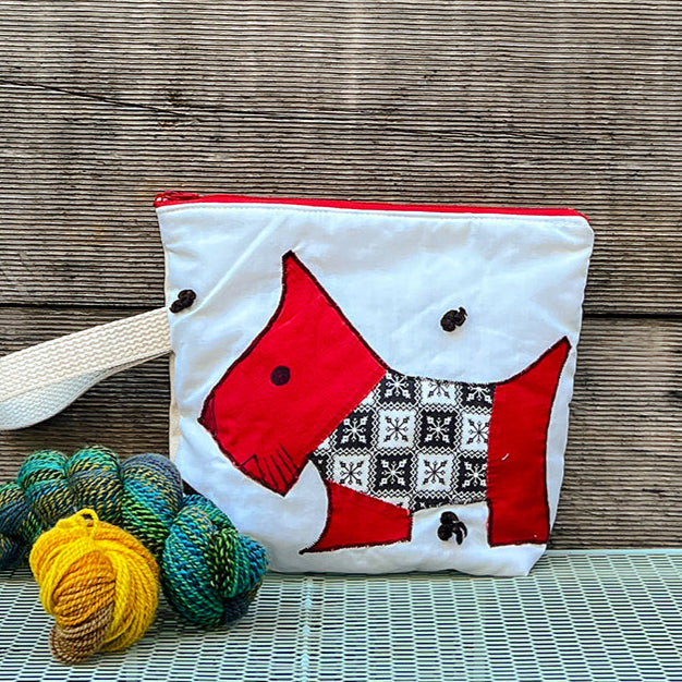 Puppy Wristlet (Red with Black Scandi Sweater)