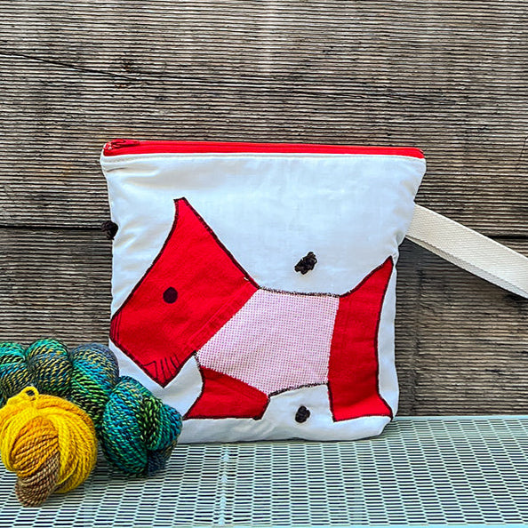 Puppy Wristlet (Red with Red Gingham Sweater)