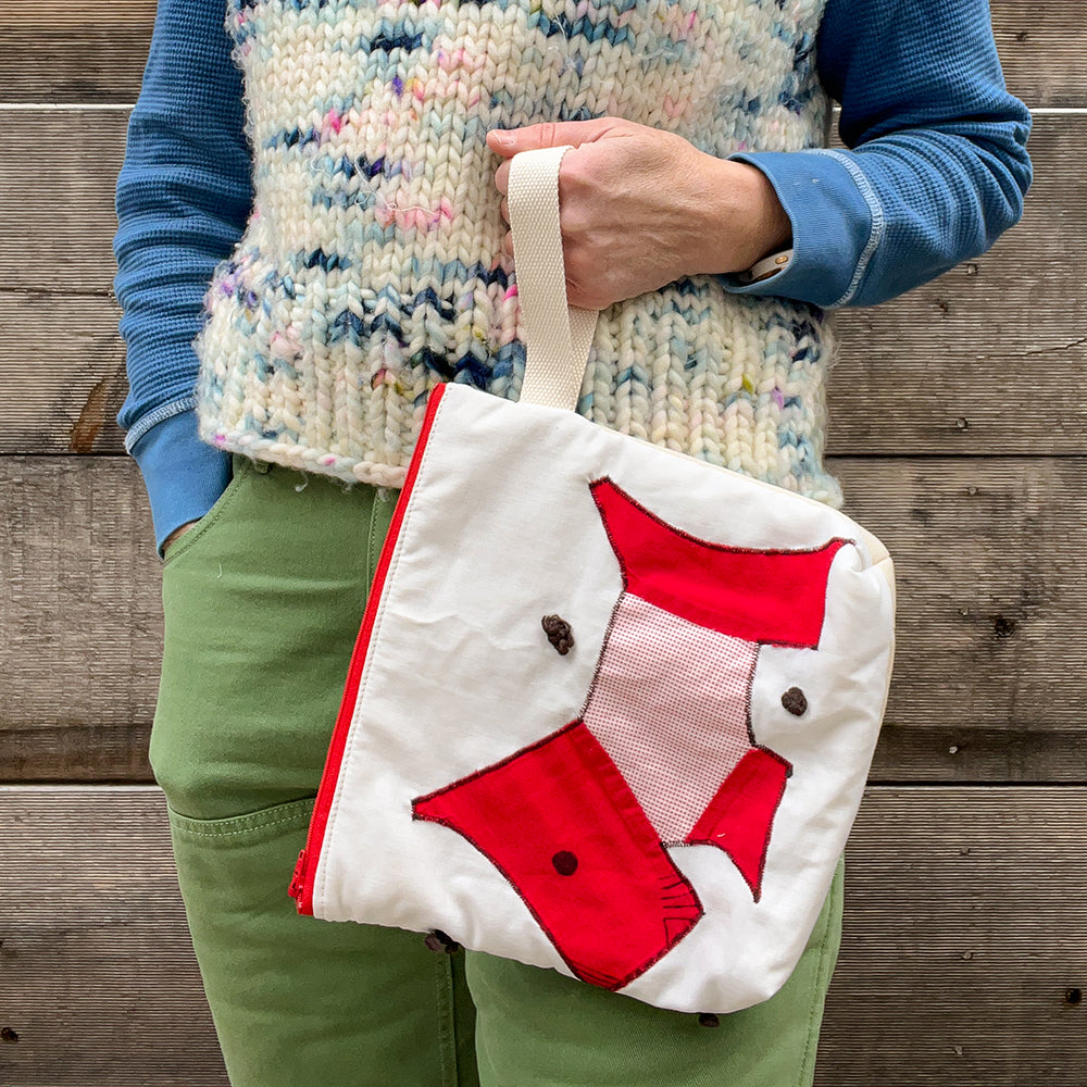 Puppy Wristlet (Red with Red Gingham Sweater)