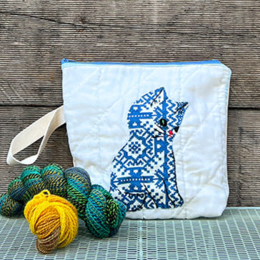 Kitten Wristlet (Blue Scandi Print)