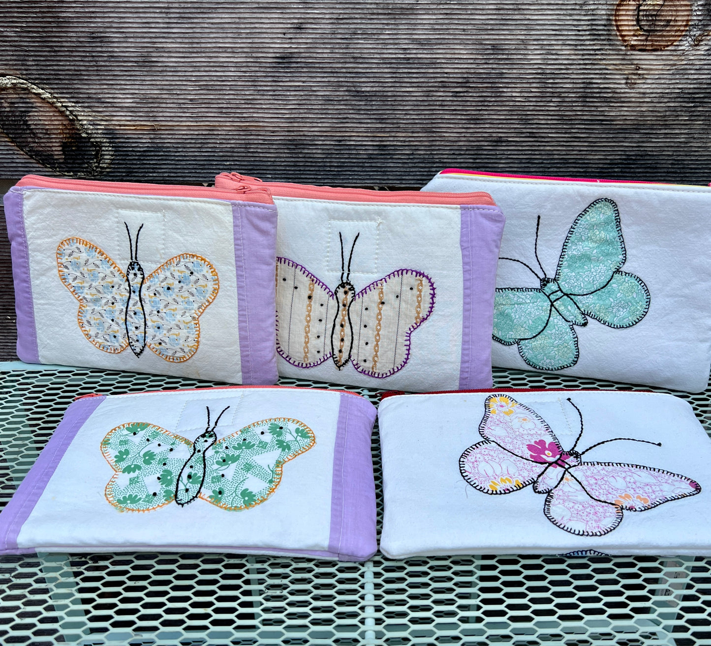 Zip Pouch (Butterflies with Purple Sashing)