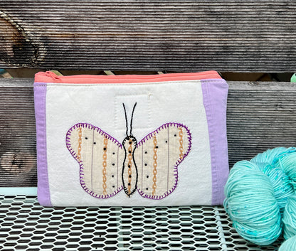 Zip Pouch (Butterflies with Purple Sashing)