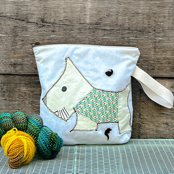 Puppy Wristlet (Soft Yellow with Green Sweater & Khaki Zip)