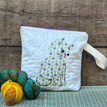 Kitten Wristlet (Purple Violets with Green)